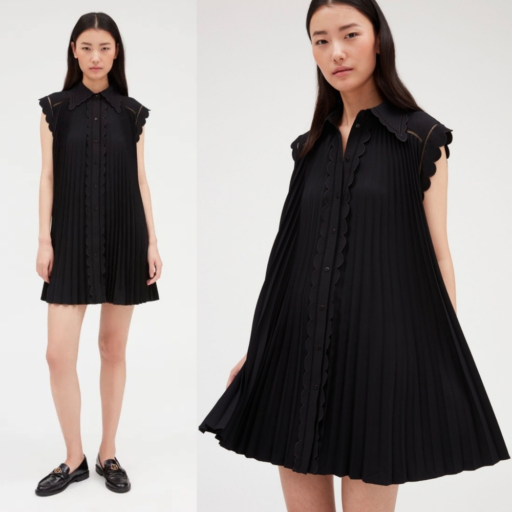 Claudie Pierlot Short Pleated Dress Black 40/8